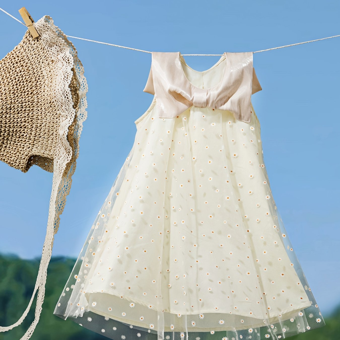 FORESTKIDS Girls Daisy Pattern Princess Dress for Summer
