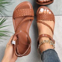 Braided Belt Ankle Strap Sandals Casual Flat Sandals