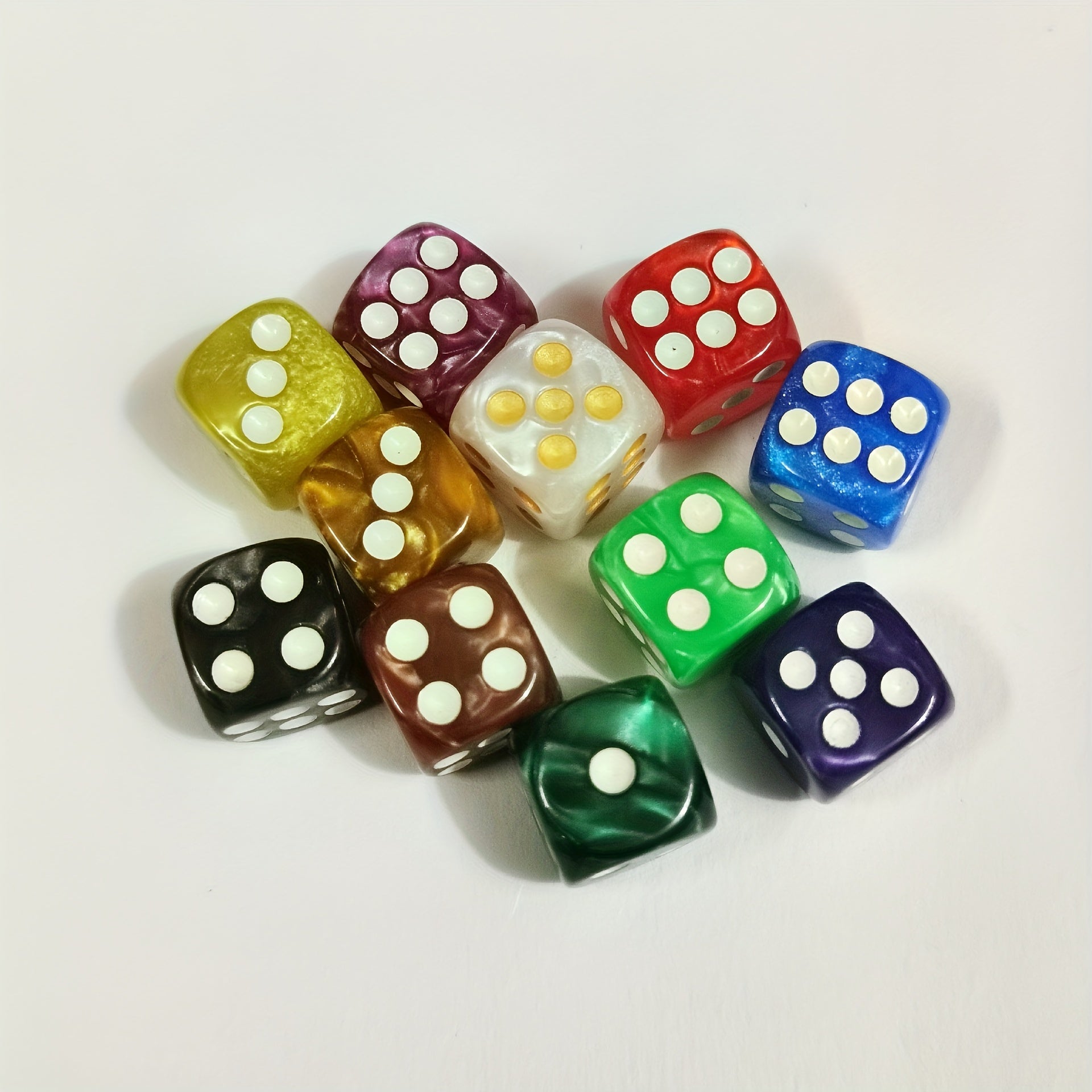100pcs 16MM Round Pearl Pattern Dice 6 sided Dice Game Set