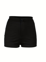 Solid Button Front Shorts Sexy Shorts For Spring & Summer
