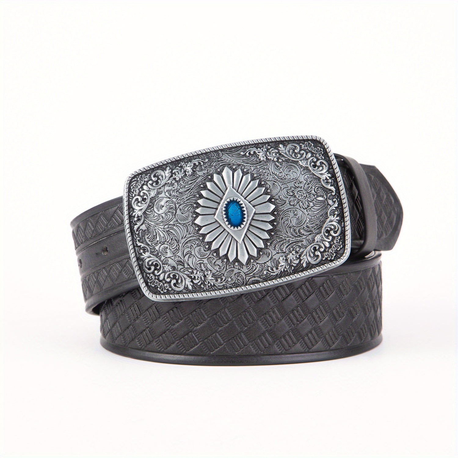 Retro Style High Embossed Big Eye Pattern Buckle Men's Belt