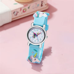 Kids Unicorn Quartz Watch Colorful Plastic Band