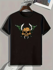 Skull Pattern Print Men's Sports T-shirt Graphic Tee