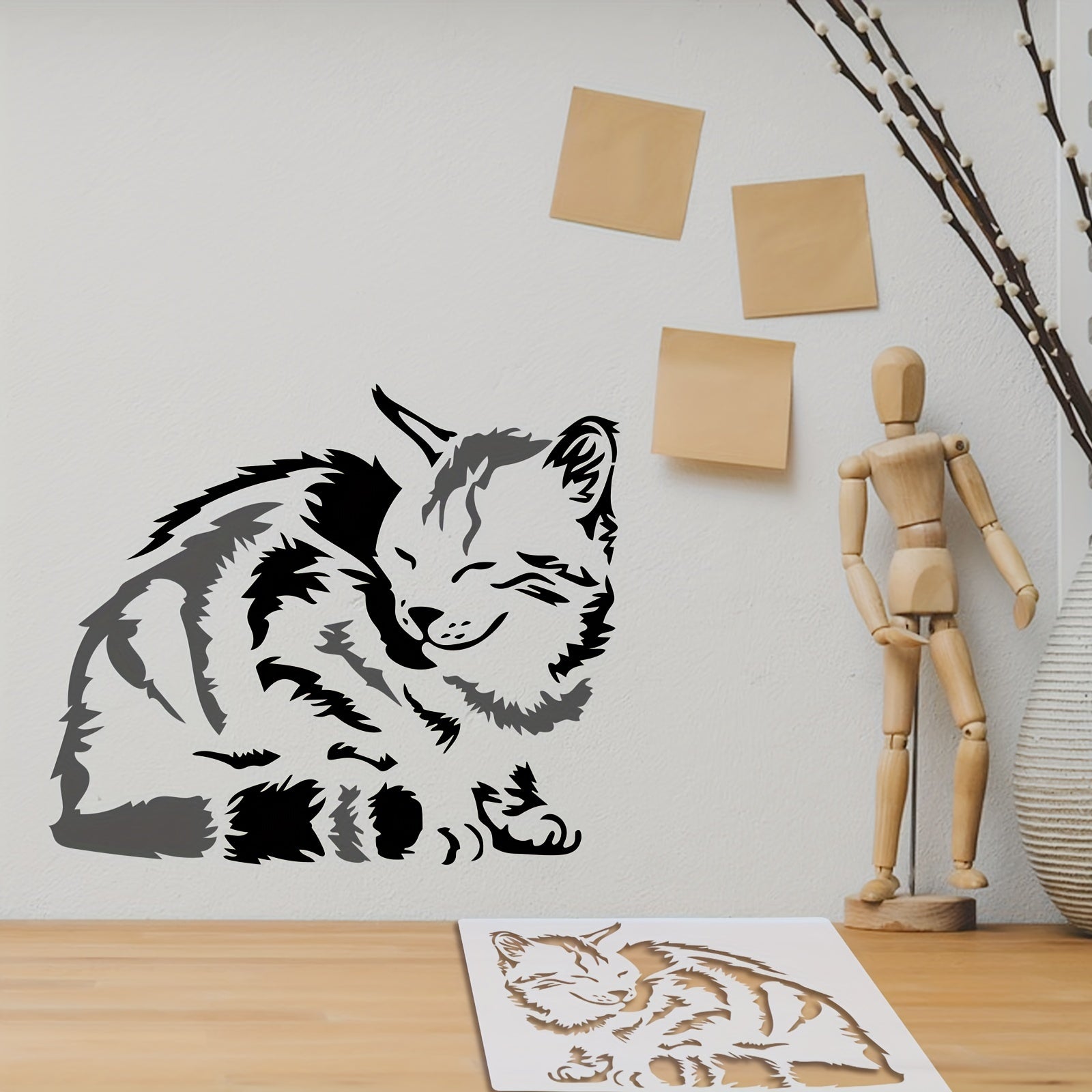 7pcs Cat Painting Stencils for Wall Art Fabric Wood Painting