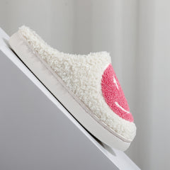Smile Face Print Plush Slippers Comfortable Indoor Home Slippers