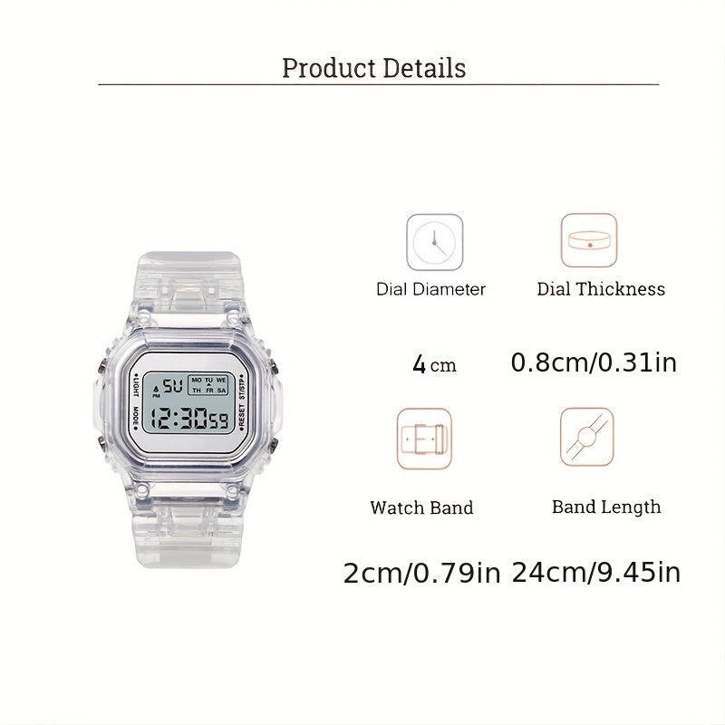 Waterproof LED Square Electronic Watch - Holiday Gift For Boys And Girls