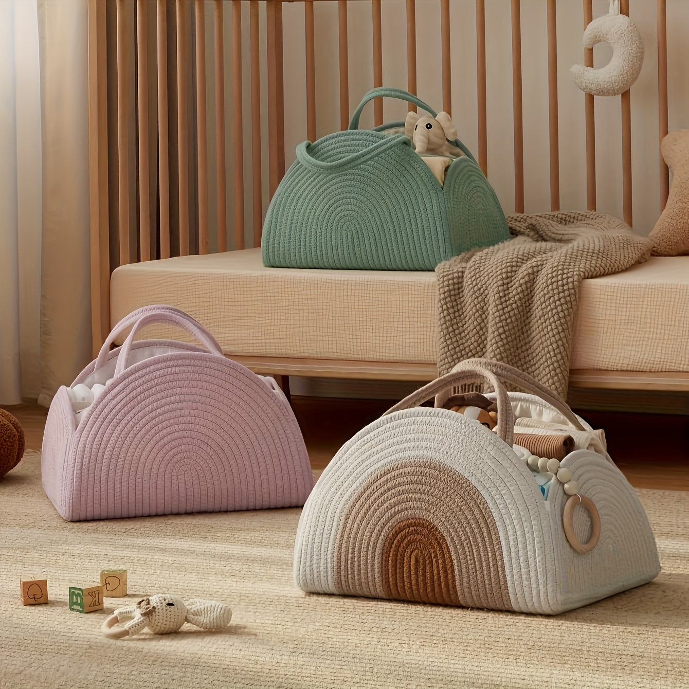 Pink Diaper Caddy Organizer Tote for Moms - Shower Gift w/ Compartments