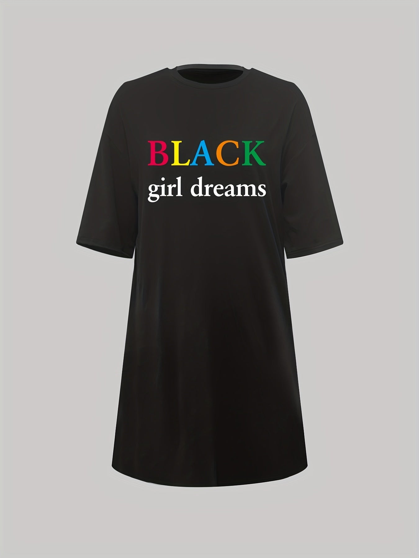 Casual Nightdress Women's Plus Colorful Letter Print Short Sleeve