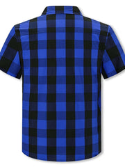 Boy's Casual Plaid Short Sleeve Button Down Shirt