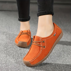Women's Comfy Lace Up Soft Sole Micro Suede Flat Shoes