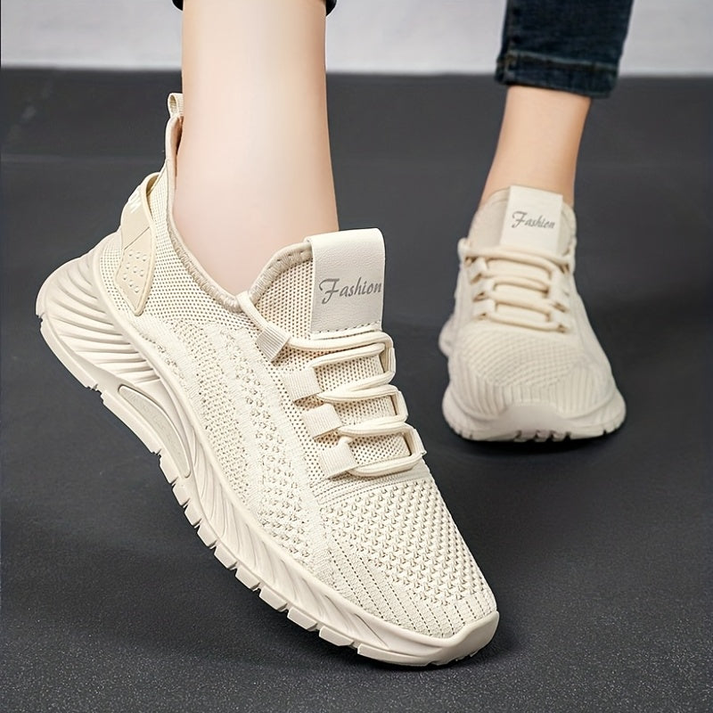 Women's Breathable Woven Sneakers Lace Up Outdoor Shoes Lightweight Mesh Sport