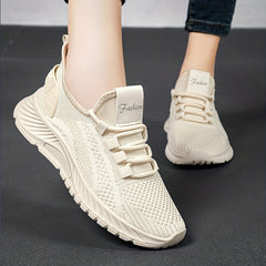 Women's Breathable Woven Sneakers Lace Up Outdoor Shoes Lightweight Mesh Sport