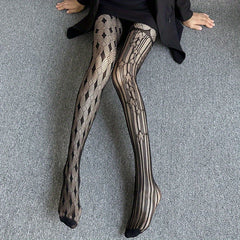 Geometric Pattern Fishnet Tights High Waist Pantyhose