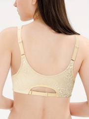 Women's No Rim Full Cup Bra Double Front Button Underwear