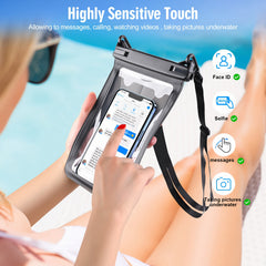 2pc 26 Waterproof Phone Pouch IPX8, iPhone 15 14 13 Pro Max, Galaxy S23 Ultra