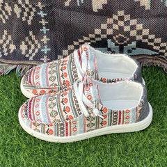 Ethnic Floral Pattern Flat Sports Outdoor Sneakers for Women