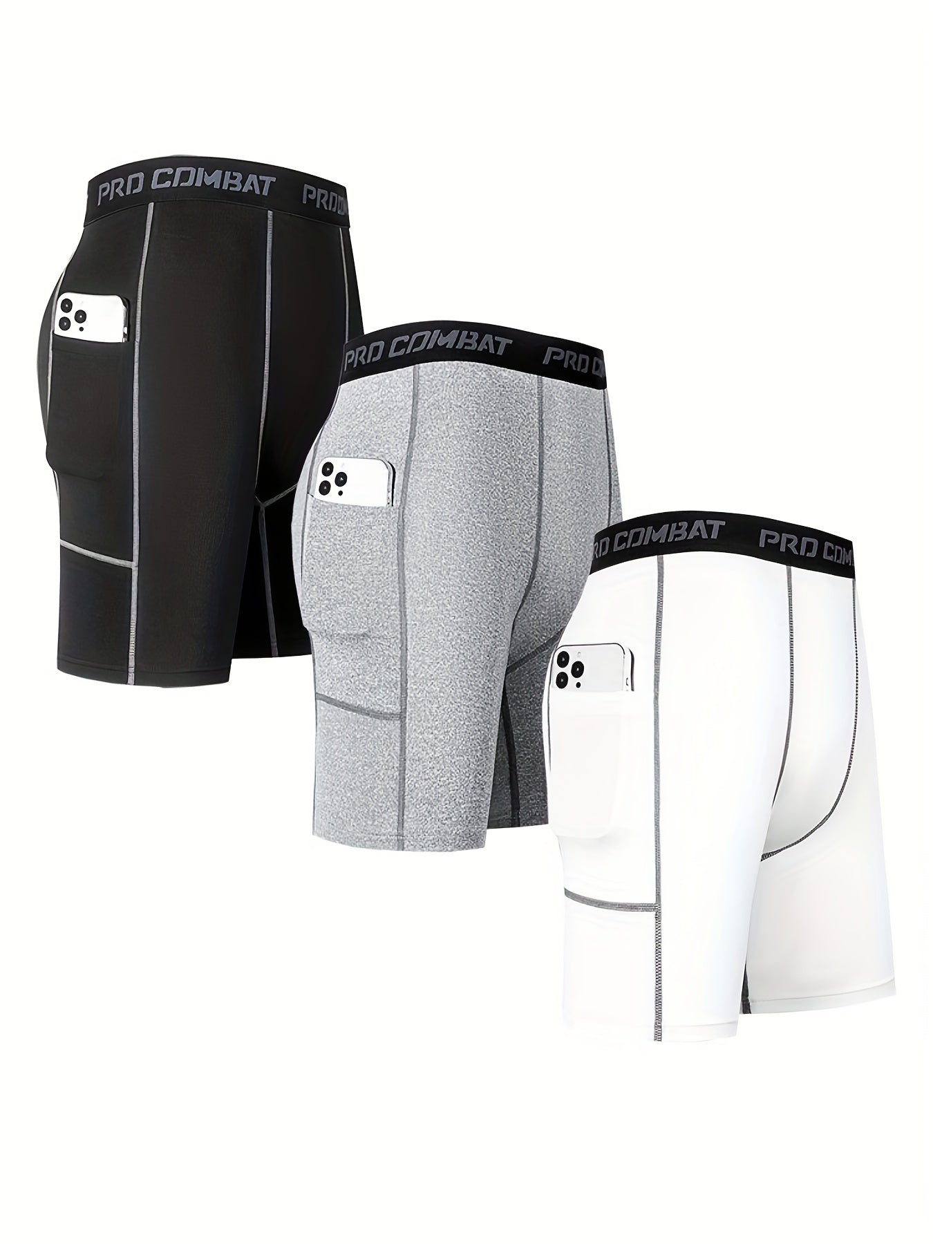 Men's Quick Dry Compression Shorts With Pocket for Basketball Running