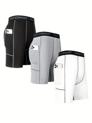 Men's Quick Dry Compression Shorts With Pocket for Basketball Running