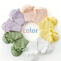 5pairs Girls Cotton Blend Lace Princess Crew Socks