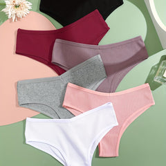 6pcs Ribbed Panties Stretchy Intimates Women's Lingerie