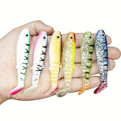 3pcs Soft Bait T Tail 3D Eyes Earthworm Soft Lure Artificial Silicone Bait