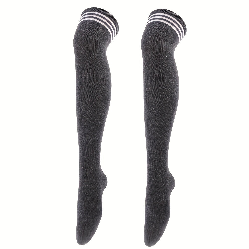 1 Pair Stripe Over Knee Dance High Socks