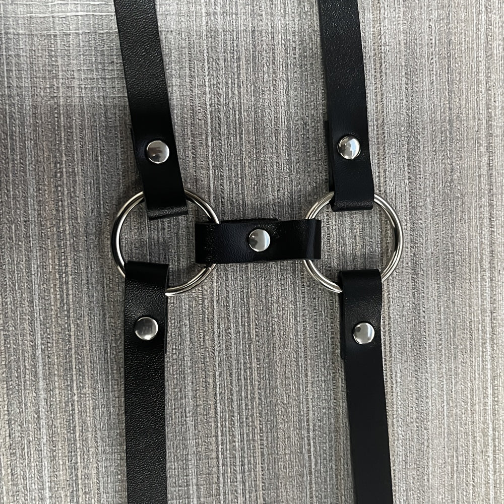 Gothic Double Row Circle Choker with Pin Buckle