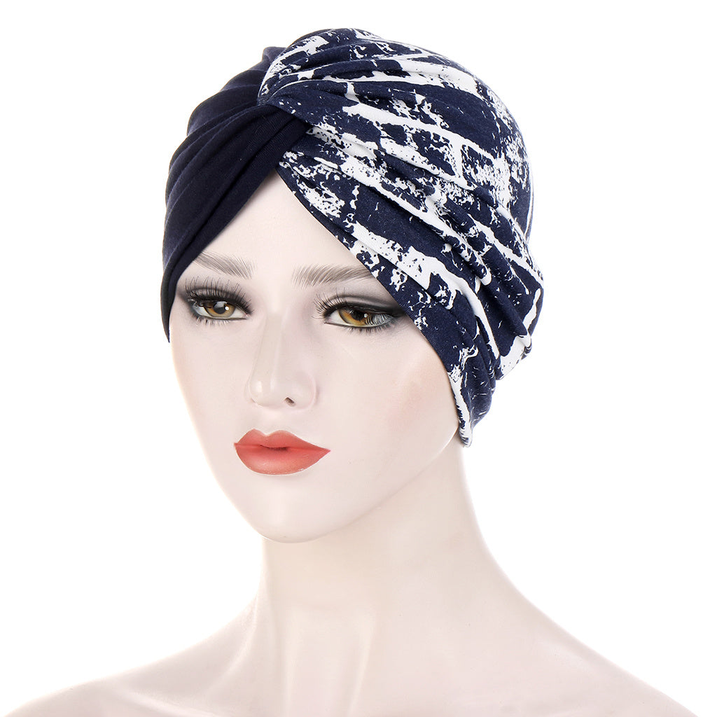 Floral Cloth Twist Turban Cap Soft Women Print Hijab Turban Head