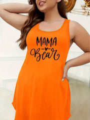 Casual Nightdress Women's Plus Letter Print Racer Back
