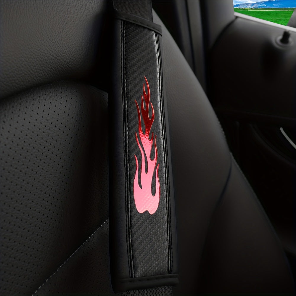 1pc PU Leather Flame Sports Car Seat Belt Shoulder Pad Cover