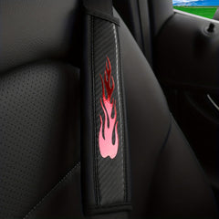 1pc PU Leather Flame Sports Car Seat Belt Shoulder Pad Cover