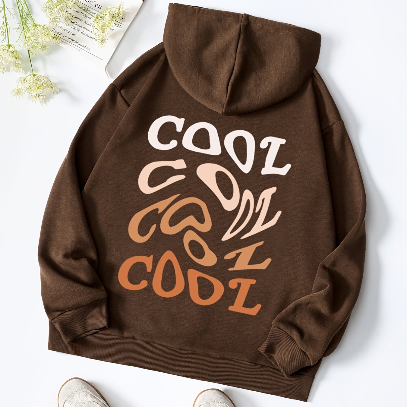 Colorful Letter Print Casual Sweater Hooded Sweatshirt