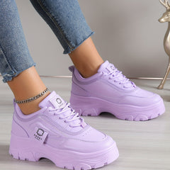 Women's Platform Chunky Sneakers Lace Up Sports Shoes
