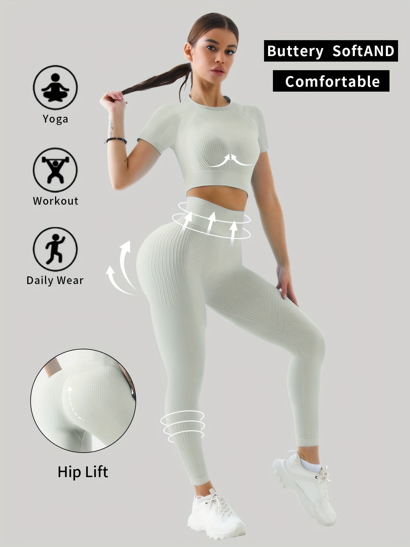 Yoga Crop Top & High Waist Leggings Set for Women