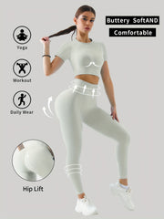 Yoga Crop Top & High Waist Leggings Set for Women