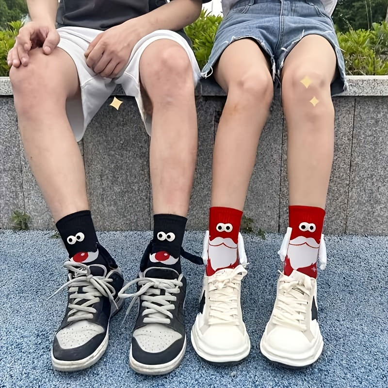 Christmas Hand In Hand Socks - 1 Pair, 4 Pairs, Magnetic, Big Eye Socks
