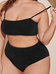 Solid Cami Top & Panties Bikini Set Plus Size