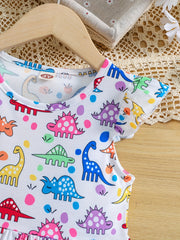 Dinosaur Print Ruffle Casual Dress for Girls