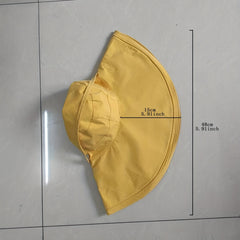Wide Brim Sunscreen Bucket Hat Lace Up UV Protection Basin Hat