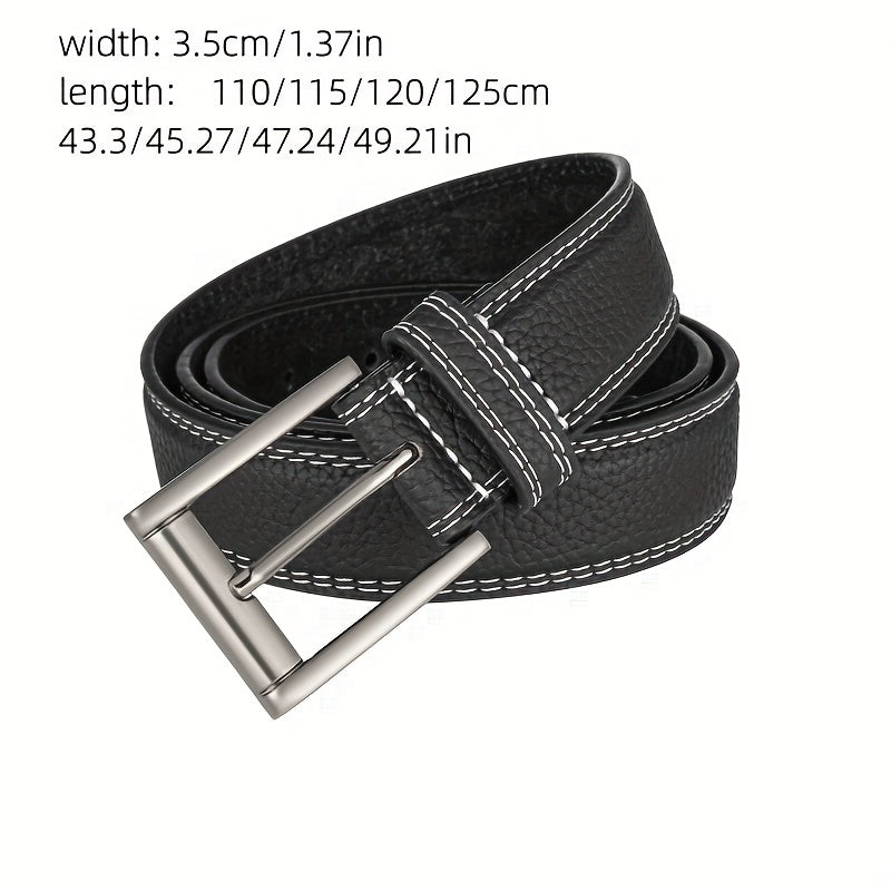 Men's Leather Belt Feather Edge Pin Buckle Jeans Belt