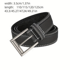 Men's Leather Belt Feather Edge Pin Buckle Jeans Belt