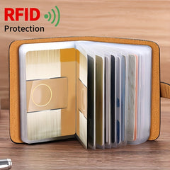 Stylish Large Capacity Matte Leather Card Holder - 24 Slots