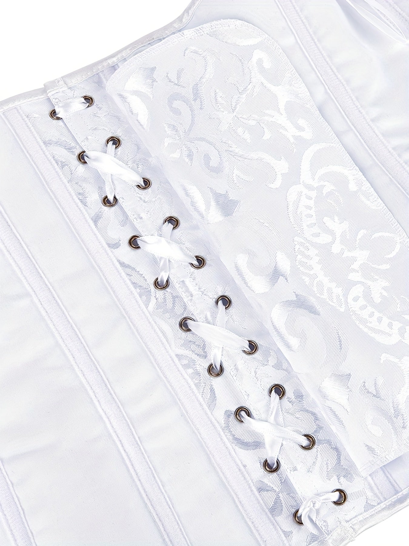 Strapless Zipper Corset Bustier Tummy Control Lace Up Jacquard Shaper