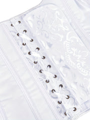 Strapless Zipper Corset Bustier Tummy Control Lace Up Jacquard Shaper