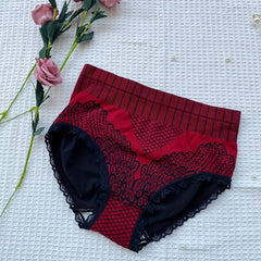 Colorblock Briefs Lace Trim High Waist Panties