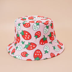 Graffiti Strawberry Hat Stylish Summer Sunshade Sunscreen Fisherman Hat