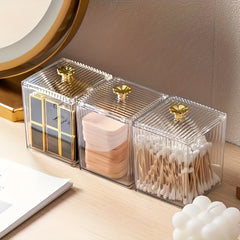 Acrylic Cotton Swabs Jar Holder - Clear Vanity Makeup Organizer