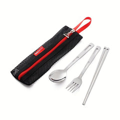 Portable Outdoor Tableware Set with Stainless Steel Chopsticks Spoon and Fork