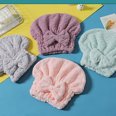 Coral Fleece Bowknot Hair Dryer Cap Quick Dry Hair Towel