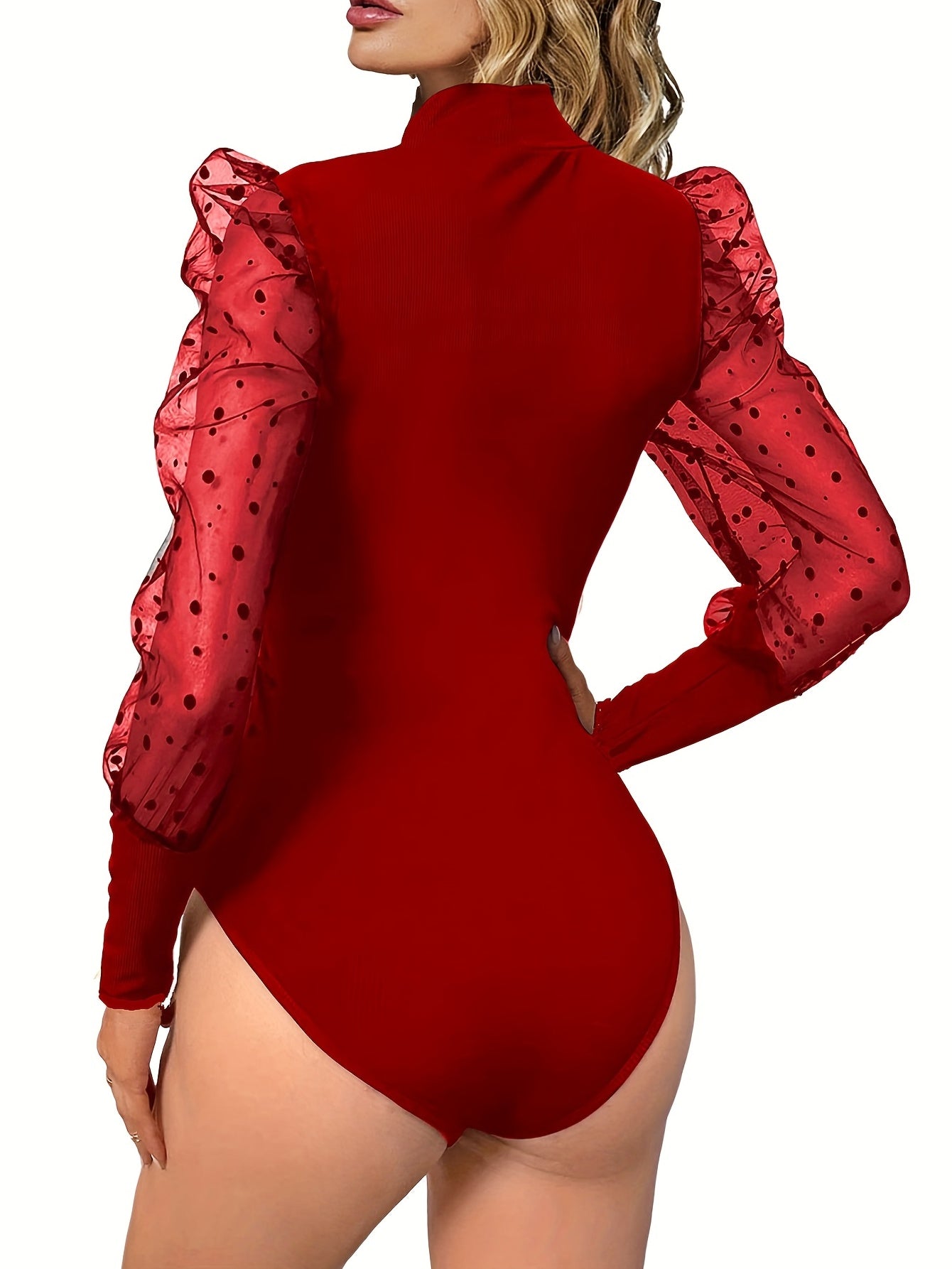 Mesh Long Sleeve Bodysuit Casual Women's Clothing